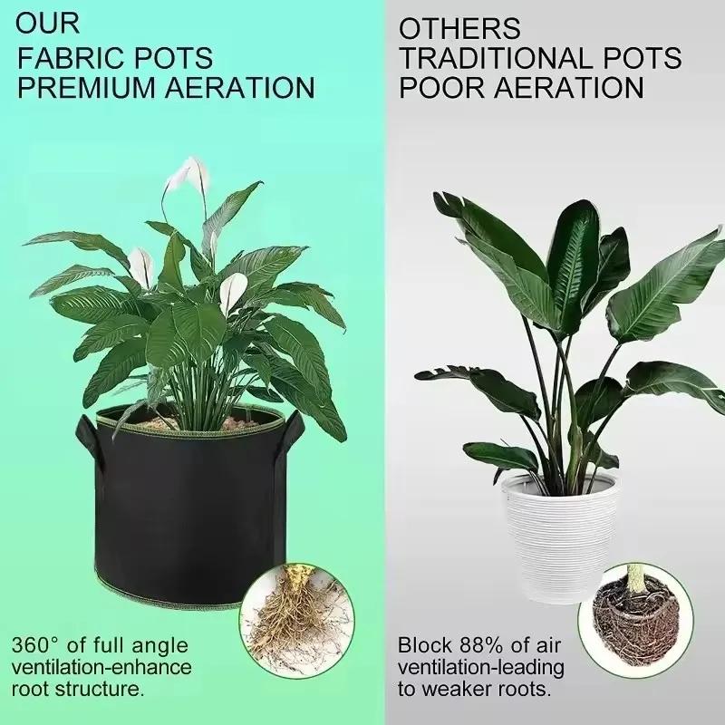 Black Non-Woven Fabric Planting And Cultivation Bag Thickened Felt Planting Pot Plant Planting Pot Home And Garden Gardening