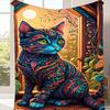 1pc Exquisite Cat  Printed Blanket,Contemporary Style Blanket,Soft And Comfortable Blanket, Travel Sofa Bed, Office Home Decor