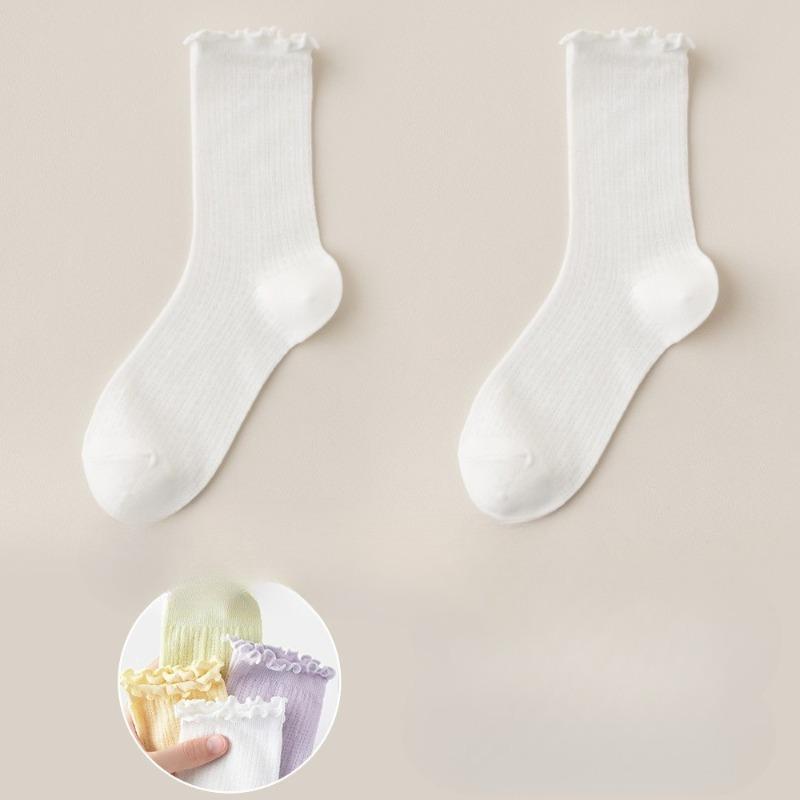 

Женские летние тонкие сетчатые полые дышащие впитывающие пот не скатывающиеся носки-трубочки 1 pair белый