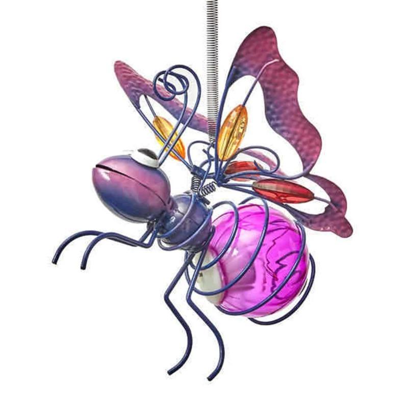 5PCS Solar-Powered Hanging Metal Ladybug Light  Garden Decor  Lady Sculpture with Bouncy Springs Summer Outdoor Art Decorations