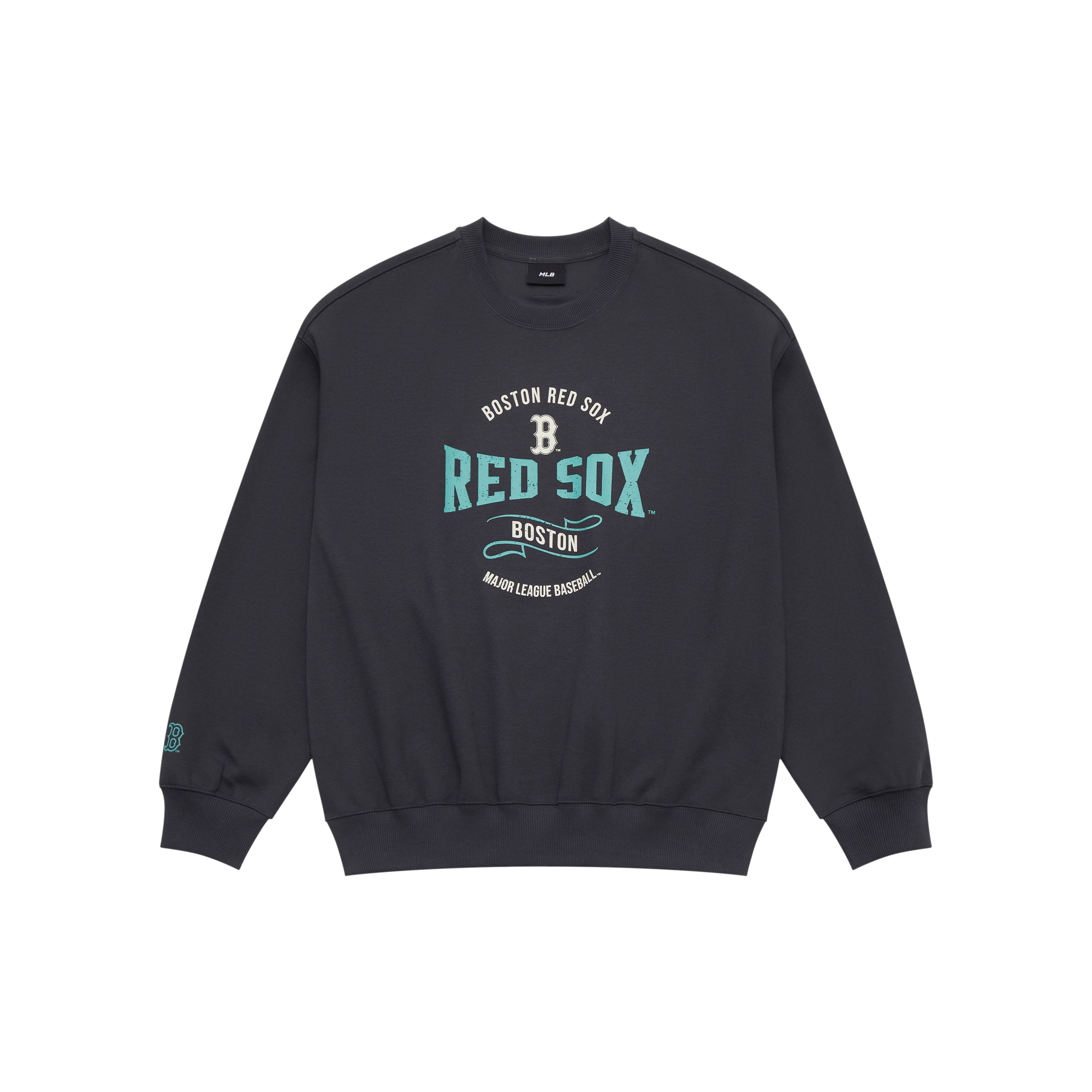 MLB Boston Red Sox SS25 Modisches Lässiges Lockeres Einfarbiges Bedrucktes Langarm Rundhals Sweatshirt Unisex Sweatshirt Anthrazit 3AMTV0651-43CGS S black