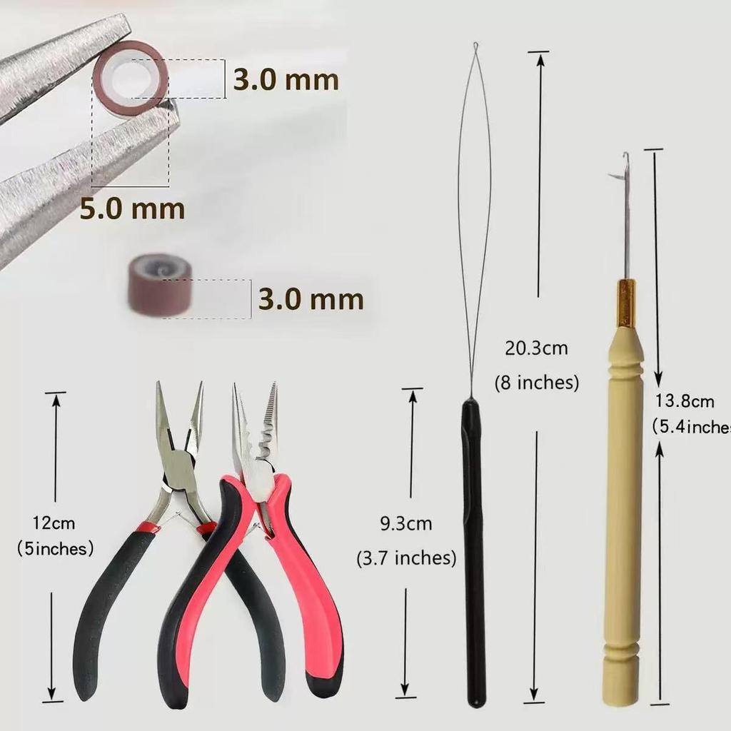 Hair Extension & Wig Tool Kit with Pliers, Crochet, and Silicone Rings