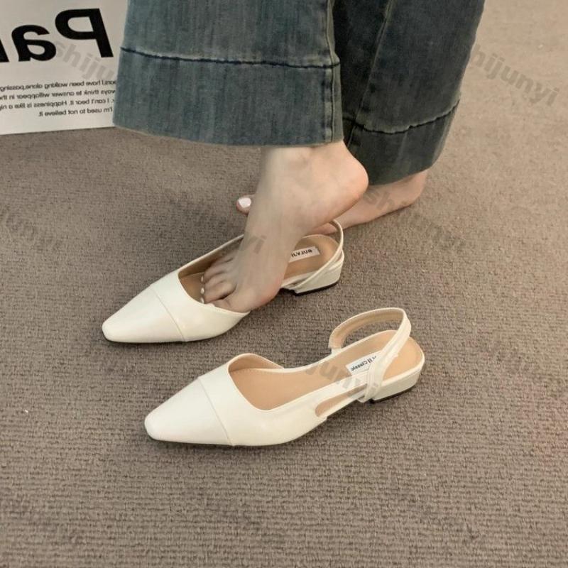Women Low Heel Pointed Toe Sandals Pointed Toe Flats Mary Jane Shoes Female Summer New Strap Sandals Woman Casual Single Shoes