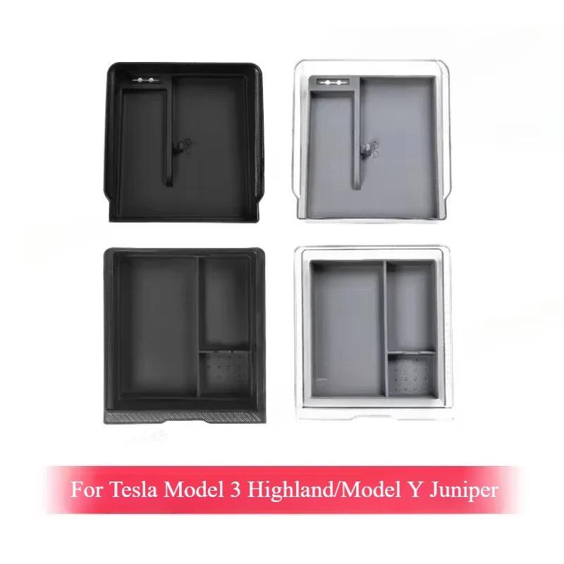 Central Control Storage Box for Tesla Model 3 Highland/Model Y Juniper Transparent Armbox Storage Box Silicone Pad Accessories