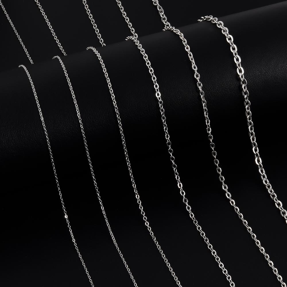 Width 1.21.522.53Mm Stainless Steel Rolo Chain Cross Necklaces For Women Men Accessories Simple Jewelry On The Neck Necklace