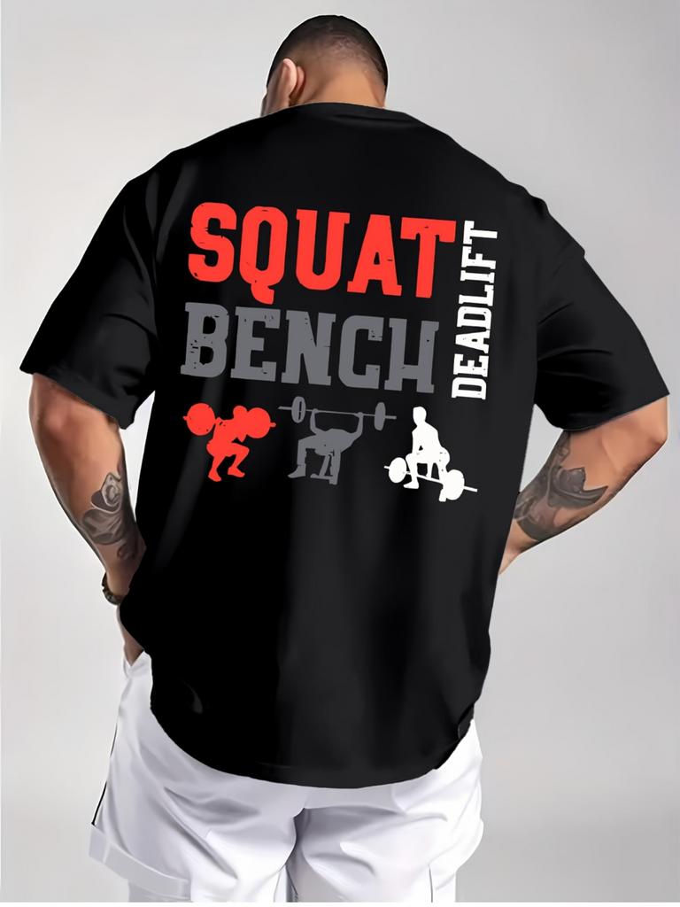 Men'S SQUAT BENCH DEADLIFT Graphic T-Shirt Regular Fit Casual Short-Sleeve Workout Shirt Men's