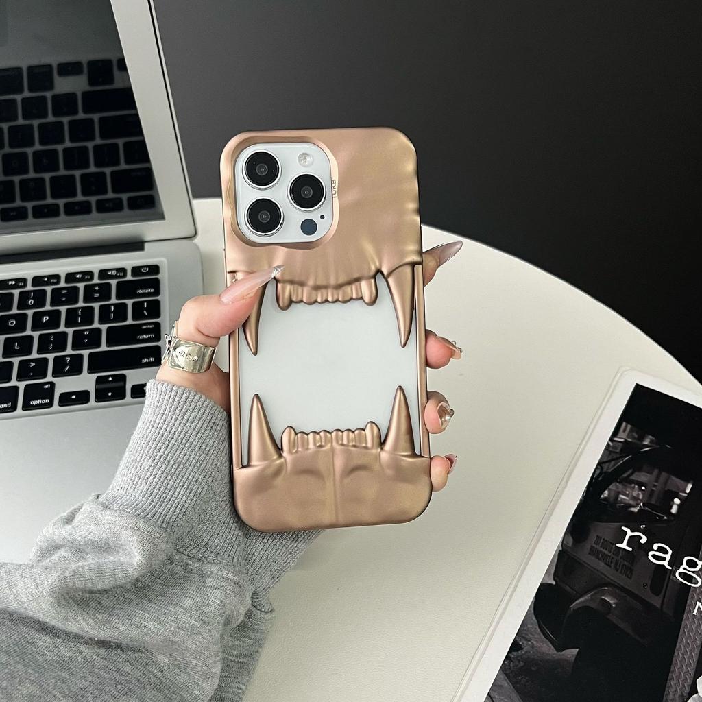 Hollow Heat Dissipation Pleated Electroplated Tiger Teeth Suitable for IPhone 16 Mobile Phone Case Apple 15 Matte 14 Protective Cover