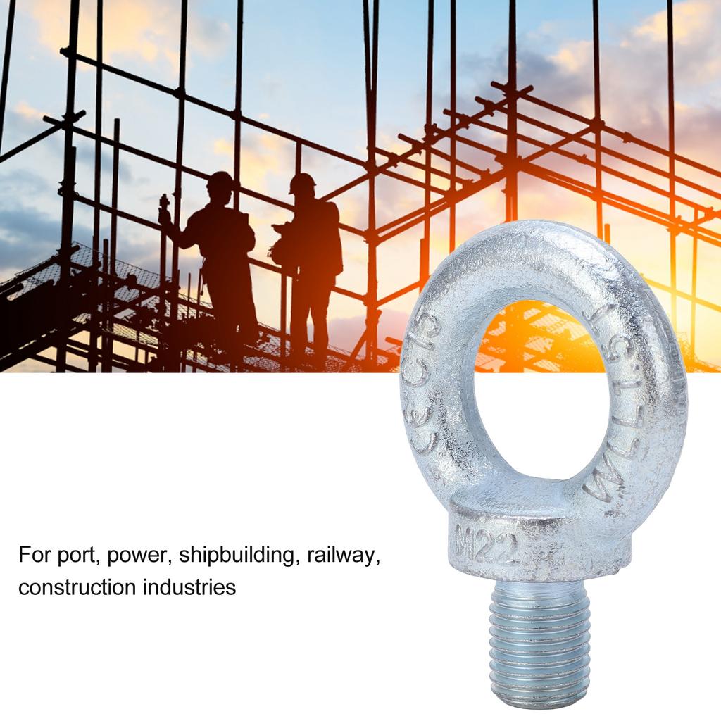 2PCS Lifting Ring Bolts Galvanized Carbon Steel Eyebolts Deep Threaded Lifting Shoulder Eyebolt M22