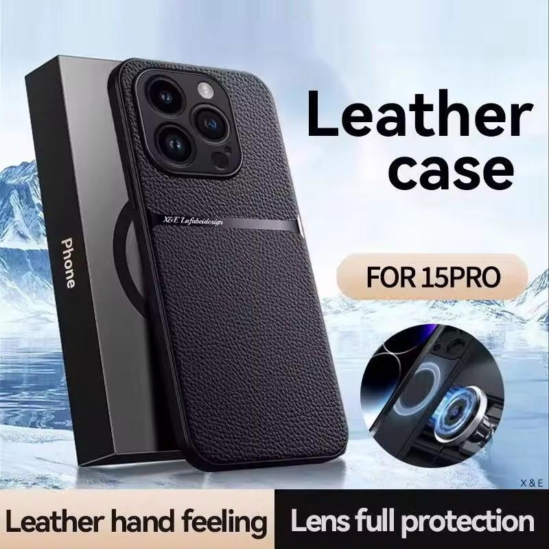 Magnetické kožené pouzdro na telefon pro iPhone 16 13 12 11 Pro Max Matná pouzdra pro iPhone 15 14 Pro Max 16 Plus 16E Kryt s ochranou objektivu