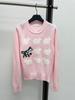 Cartoon Sheep & Dog Jacquard Knit Sweater for Women - Sweet, Soft, Age-Reducing Design with Round Neck and Long Sleeves.
