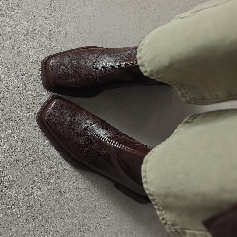 Ankle Boots Women Square Toe Fashion Dress Heeled Shoes Designer Dress Woman's Winter Boots 2025 Chelsea Botas De Mujer Shoes