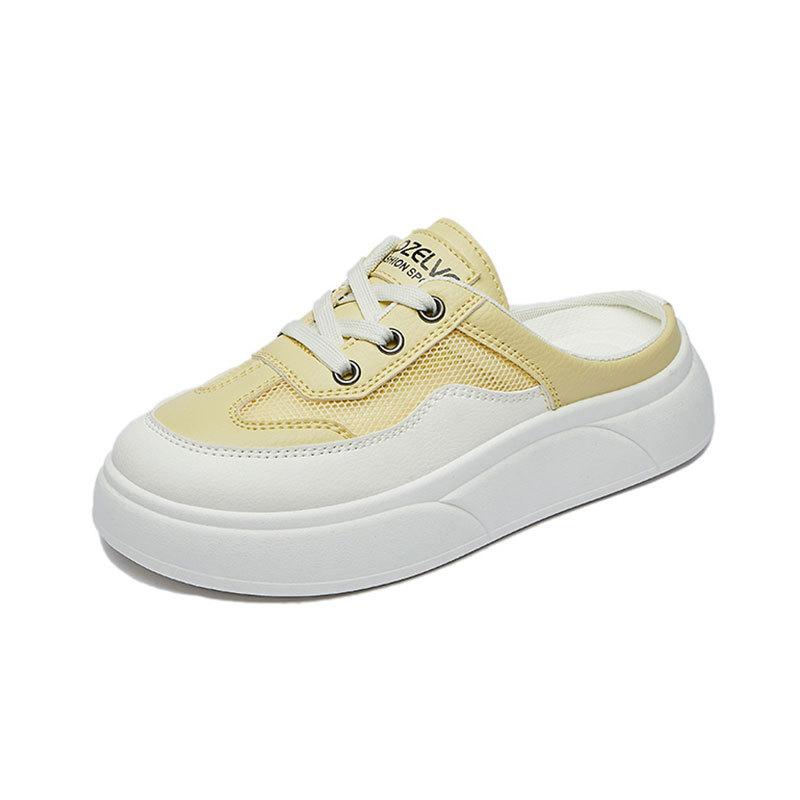 Breathable One-pedal Heelless Sports Cool Slippers Women's Summer Wear 2025 New Thick-soled Heightening Bag Head Half Slippers