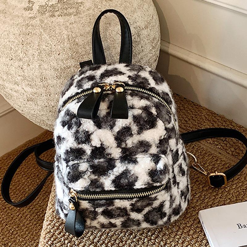 Niche leopard print women's high-value fashionable backpack new autumn backpack mini schoolbag