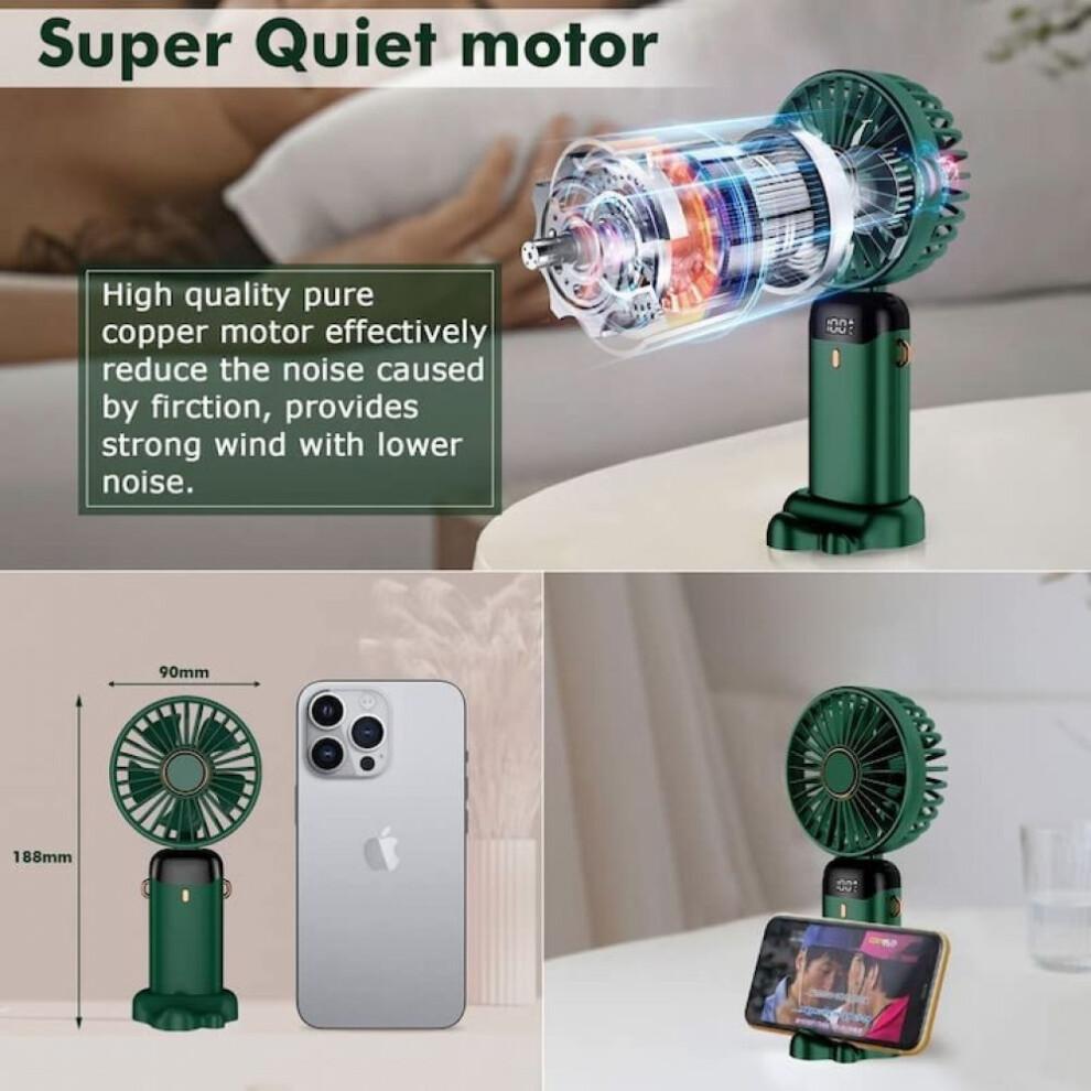 Rechargeable Mini Fan for Personal Use, Quiet Operation Handheld Fan with Brushless Motor, Wearable Neck Fan Featuring3in1Multi-function and