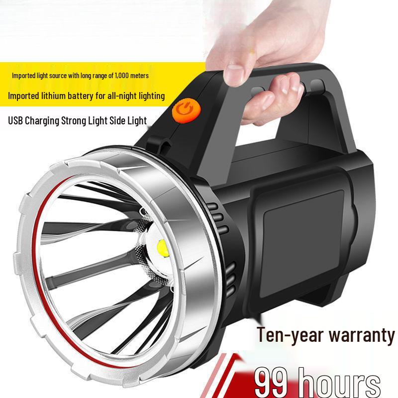 Rechargeable High-Power Spotlight: Handheld, Super Bright, Long-Range with Extended Battery Life for Outdoor and Household Use