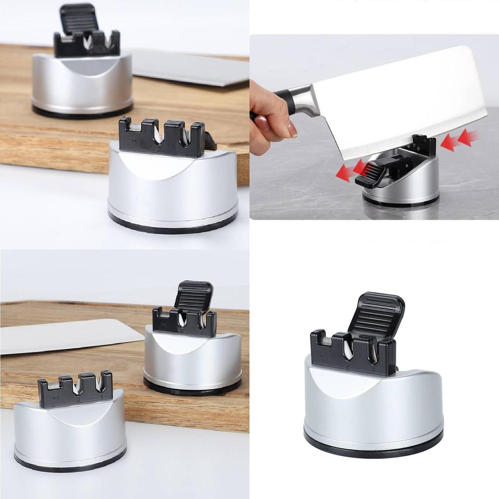 Tungsten Steel Knife Sharpener With Multifunction Sucker Base For Kitchen Use