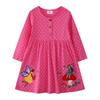 Girls' European & American Style Embroidered Patchwork Dress, Long-Sleeved with Round Neck - Spring & Autumn Collection.