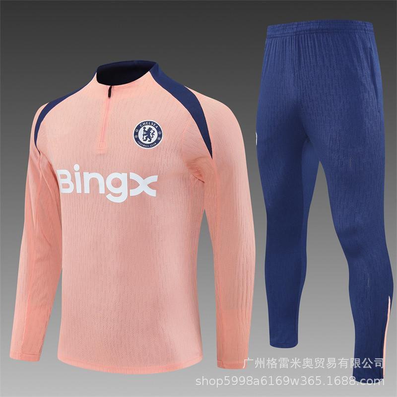 Chelsea Training Jersey Long Sleeve Half-Zip Soccer Shirt Adults Kids Camo Print Breathable Modal Fabric