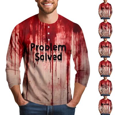 Herren Halloween Print Raglan Dralan Dreiviertelarm Lässiges Oberteil