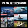Car Battery Charger 25A/15A Intelligent Pulse Repair for 12V/24V Motor Lead Acid LiFePo4 Batteries Booster Mode Auto Supplies