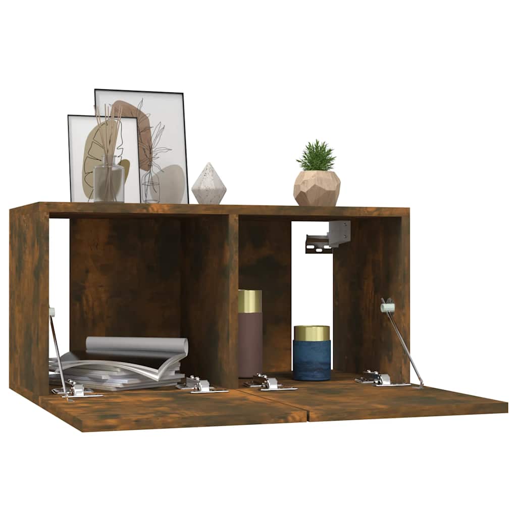 Vidaxl Wisząca Szafka Pod Tv, Przydymiony Dąb, 60X30X30 Cm