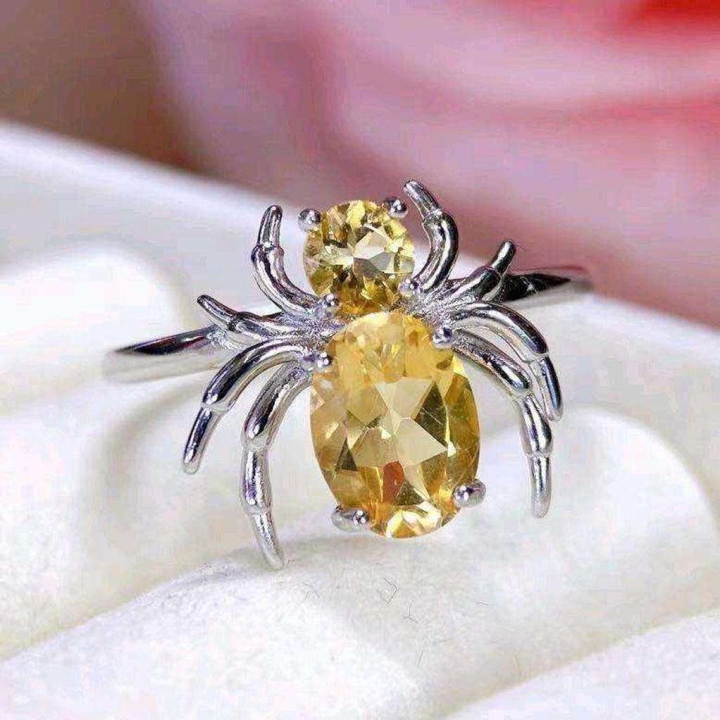 2025 Women's Fashion Yellow Crystal Ring with S925 Silver