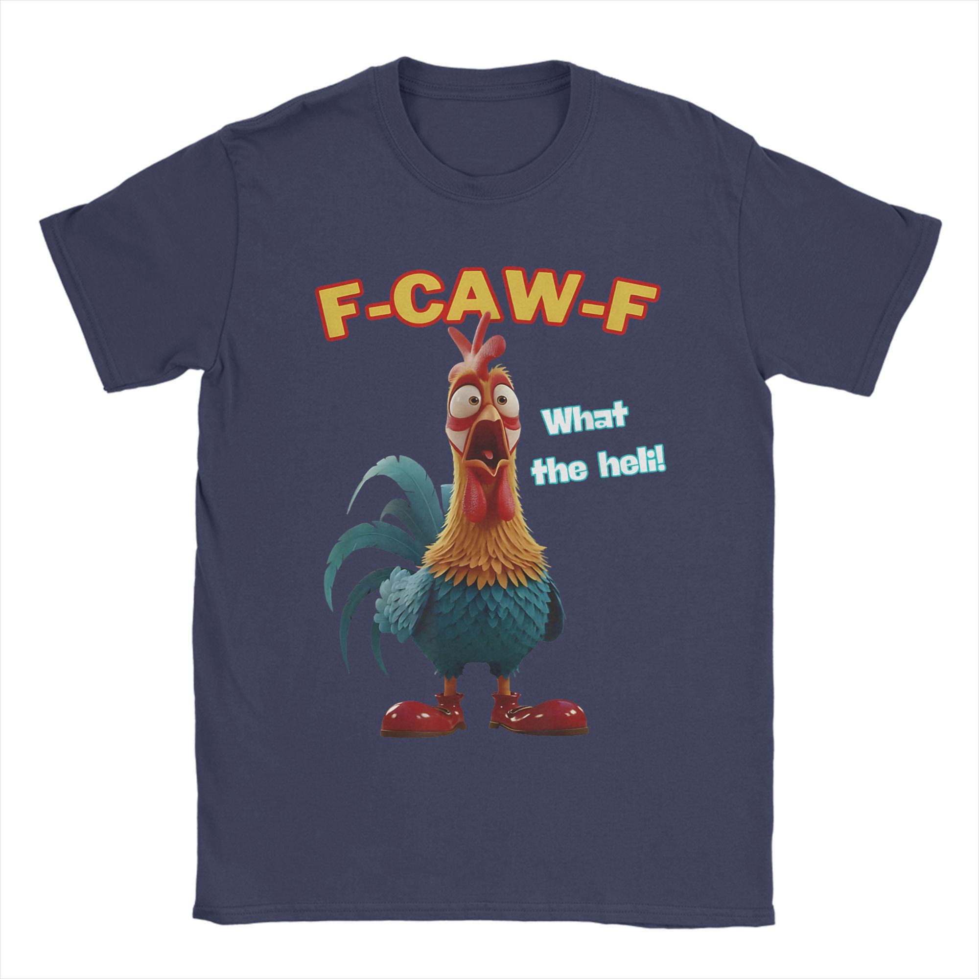 Men Funny Chicken F-CAW-F What The Heli Poultry Humor T-Shirts 100% Cotton Clothing Summer Y2K Short Sleeve T-Shirt Big Size 4XL