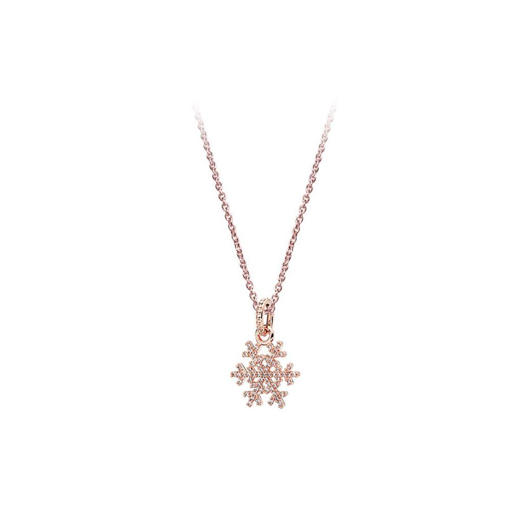 Pandora Shining Snowflake Necklace Set Women Necklace Rose-Gold ZT1060