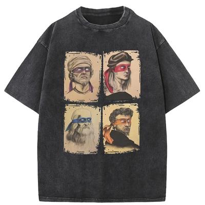 T-Shirt Męski Mutant Ninja Bawełniany Prany Krótki Rękaw Humor T-Shirt z Okrągłym Dekoltem Bawełniany Zabawny Top z Nadrukiem Graficznym