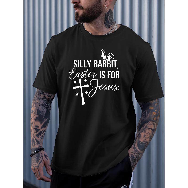 

European Size [Silly Rabbit Men s T-Shirt] Silly Rabbit Easter Is for Jesus Men s Summer Short-Sleeved T-Shirts - Printed Casual Round Neck Tops S разноцветный