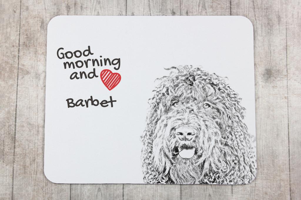 Barbet, Fransız Su Köpeği - baskılı mouse pad, kişiselleştirilmiş köpek temalı mouse pad, Art-Dog markasından bir ofis çalışanı için benzersiz bir gadget