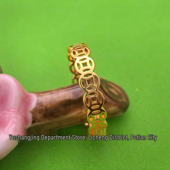 Unisex Retro Goldmünz-Paarringe: Ethnische Mode, Heiß verkaufendes Design mit geschlossenem Mund