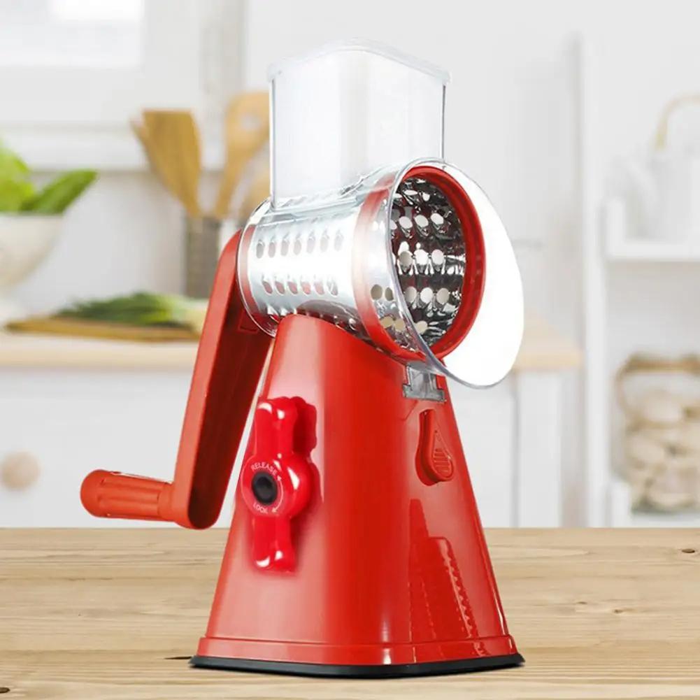 Rallador de Queso Rotatorio Manual para Verduras con Mango Ralladores Picador Rebanador Molinillo de Nueces con Base de Succión Fuerte