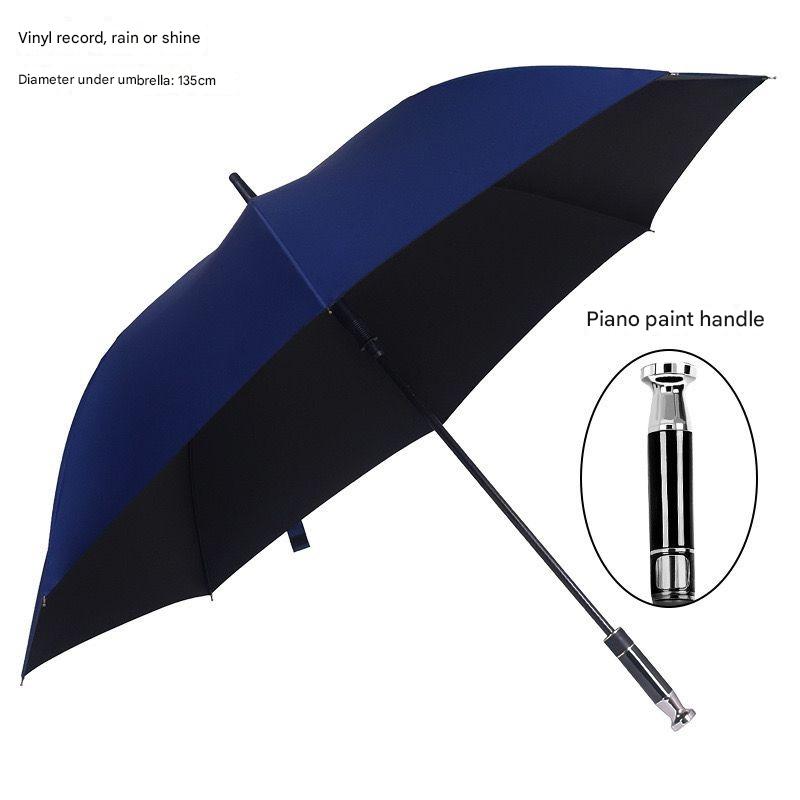 Piano Paint Long Handle Straight Umbrella Storm Resistant Sunny And Rainy Dual-purpose Black Plastic Business Gift Sun Umbrella