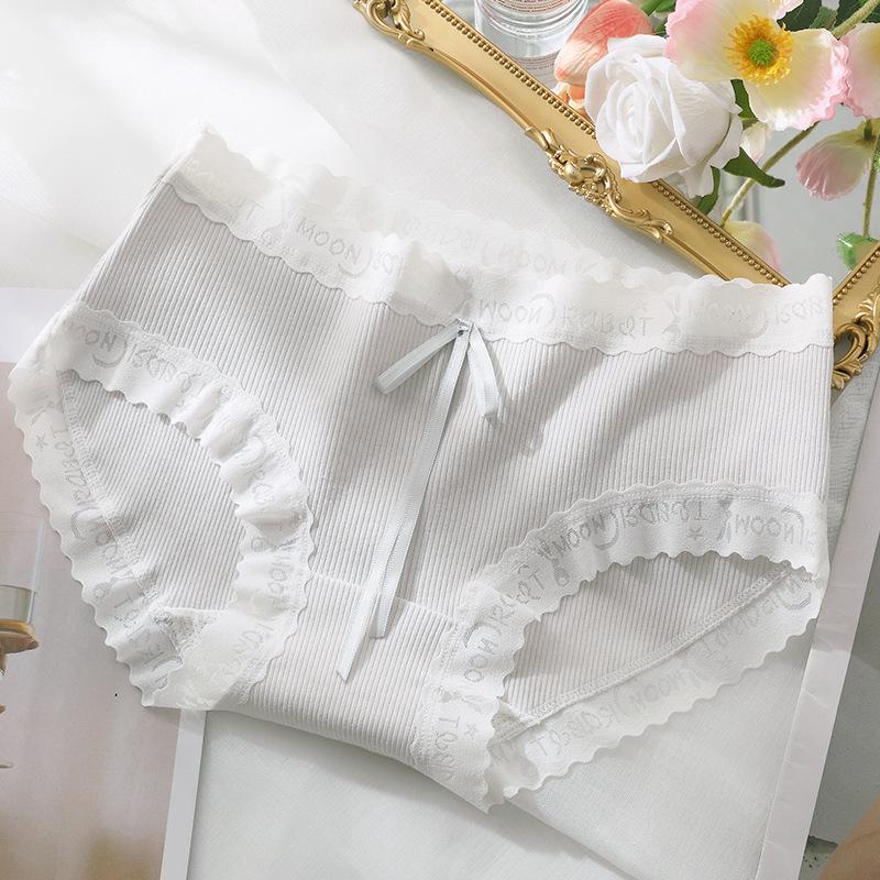Antibacterial Girls' Mid-Waist Cotton Panties - Breathable, Quick-Drying, Butt-Lifting with Bow Knot Design