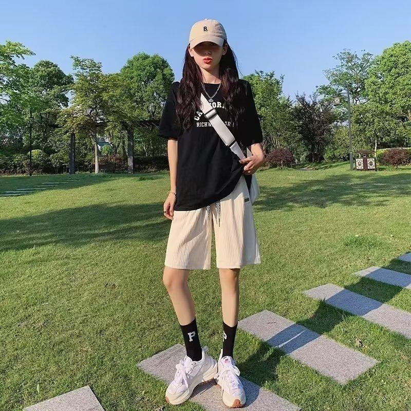 Ice Silk Sports Shorts Women's Summer Slim Slim Straight Casual Quarter Pants