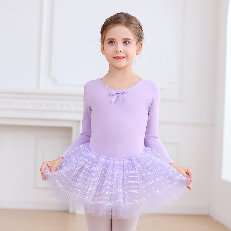 Girls' Long Sleeve Tutu Skirt Dancewear: Autumn/Winter Ballet & Figure Skating Leotard