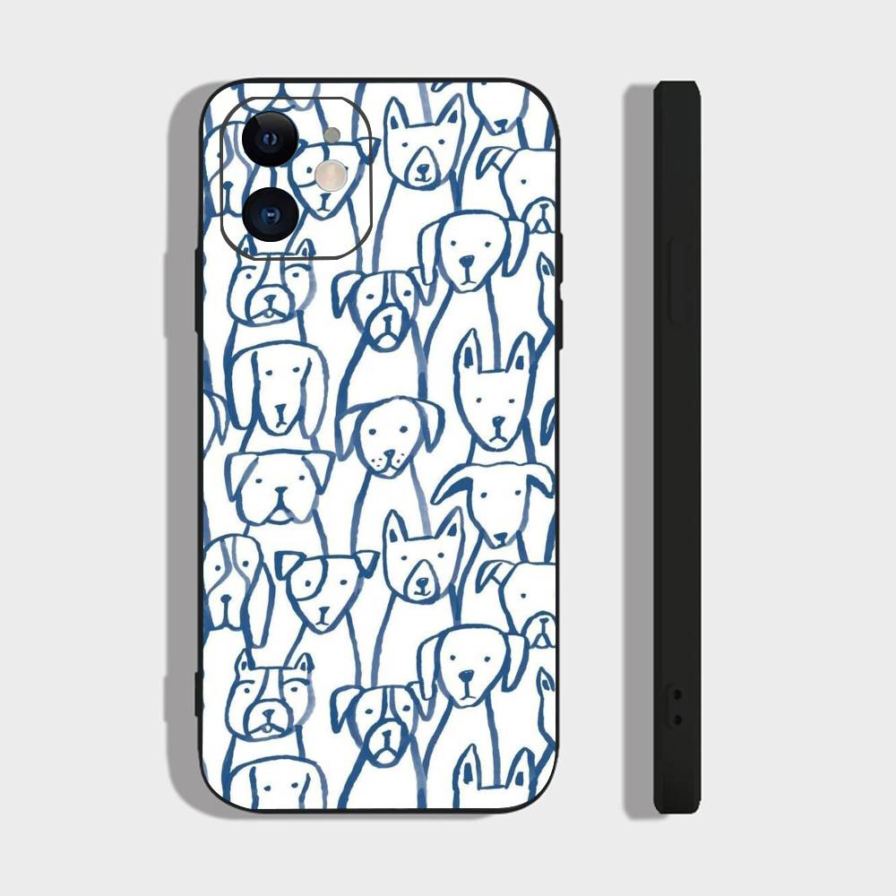 Cute Pattern For IPhone 13,17,11,12,16,14,15,Plus,Pro Max Soft Silicone Black Phone Case