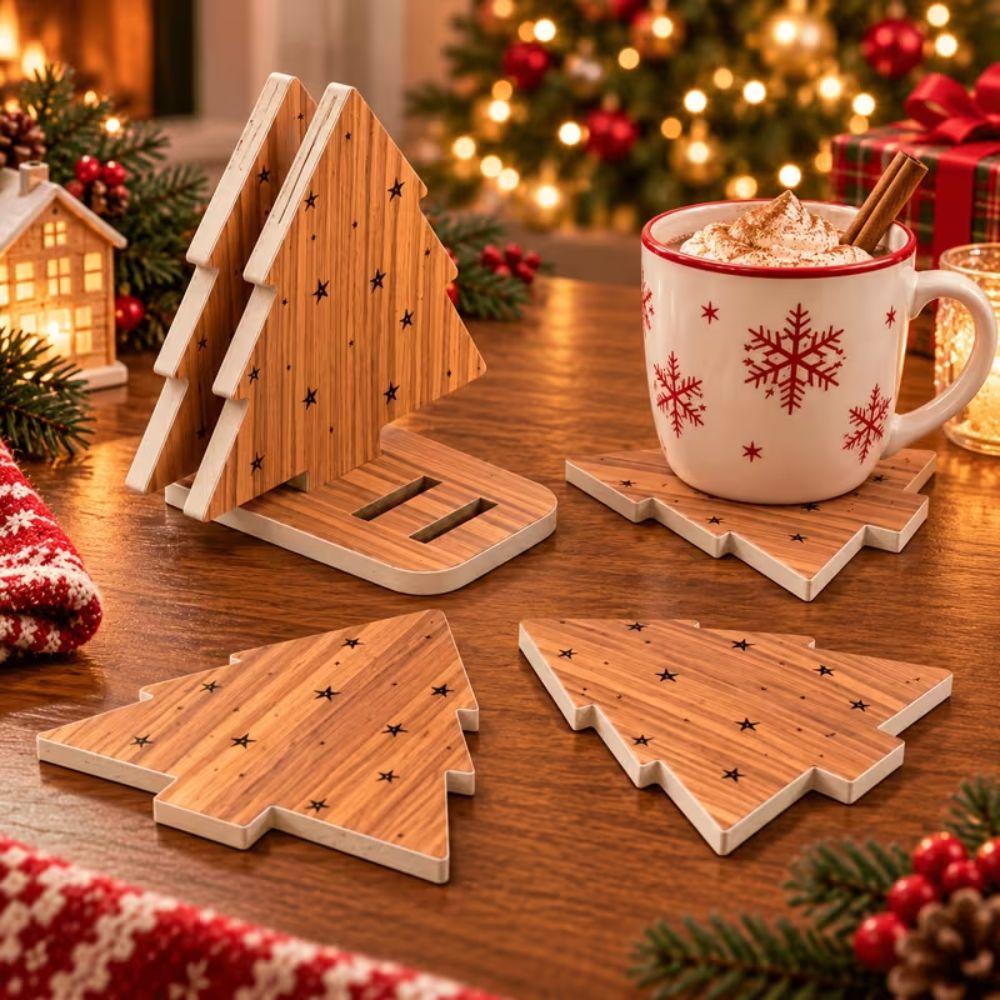 4pcs Non-Slip Coffee Tea Milk Cup Mat Natural Heat Insulated Pad Party Gifts