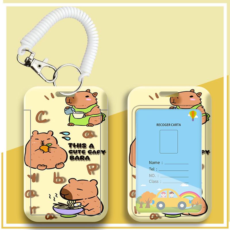 Capybara Cartoon ID & Card Holder Lanyard for Campus, Bus, Subway, and Badge