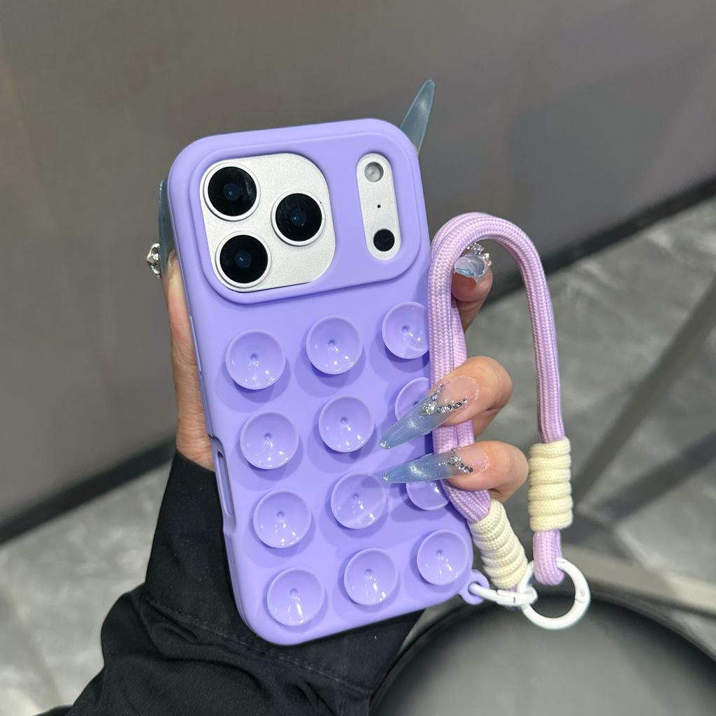 Candy Color Suction Cup Phone Case For iPhone 16 17 Air 11 15 14 12 13 Pro Max Anti-Slip Silicone Sucker Pad Lanyard Strap Cover