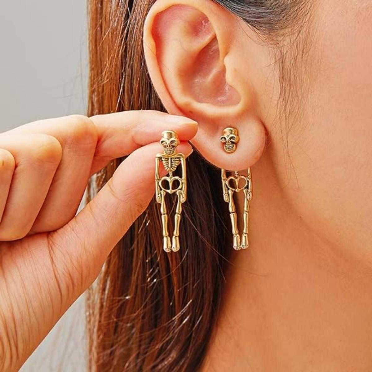 

Серьги на Хэллоуин Призрачная невеста и жених Скелеты: Съемные пирсинги в виде человеческого тела