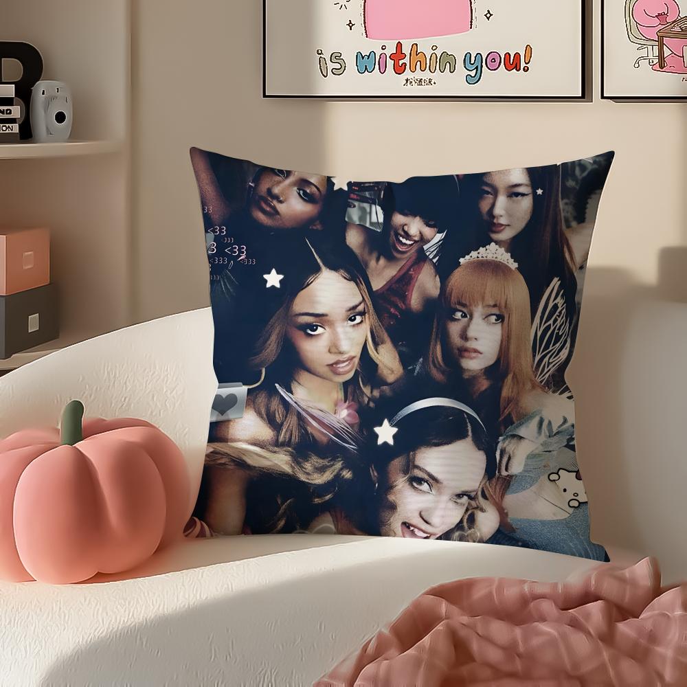 Pop Girl Group KKATSEYE Cushion Cover Pillowcase Short Plush Invisible zipper Room Sofa Cushion Cover