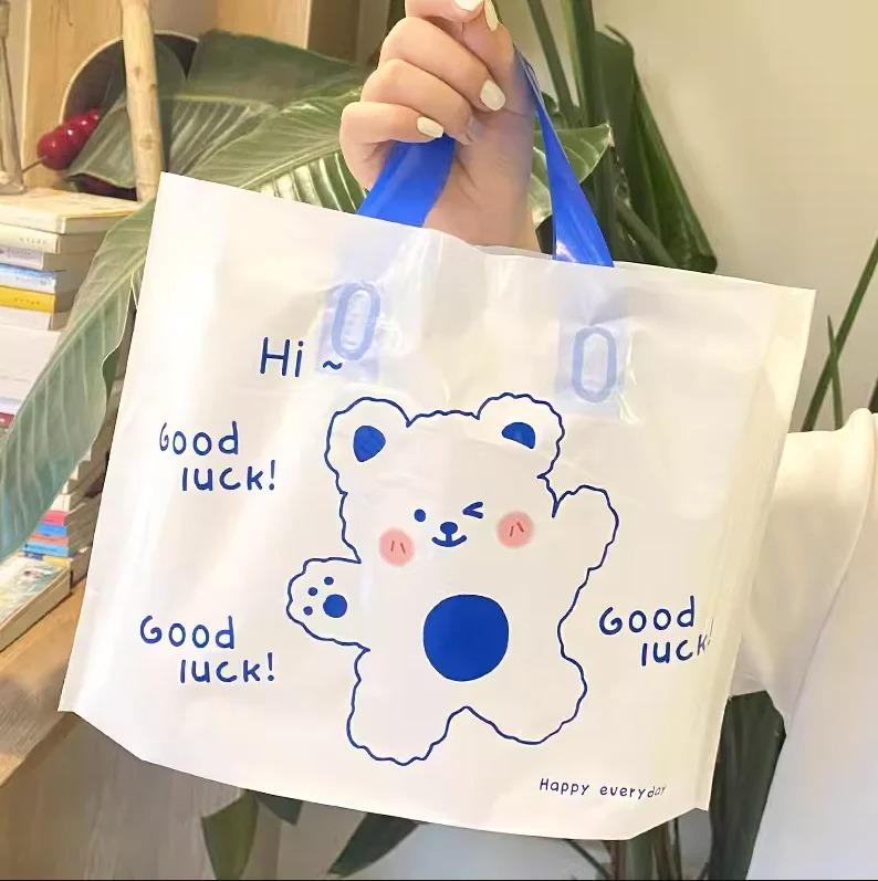 50pcs Plastic Handbag Clothing Store Shopping Packaging Gift Storage Portable Color Shop Universal Bags for Business Pocket