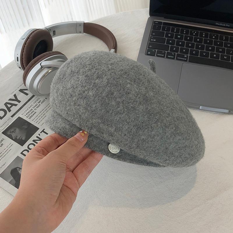 Australian wool beret, women's autumn and winter new high-end face-showing small Korean hat, temperament versatile painter hat