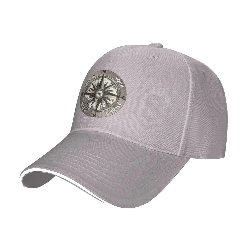 Baseballkappe mit Aufdruck „Follow Your Inner Compass“, modisch, für den Sommer, für Herren und Damen, verstellbar, mit Kompass