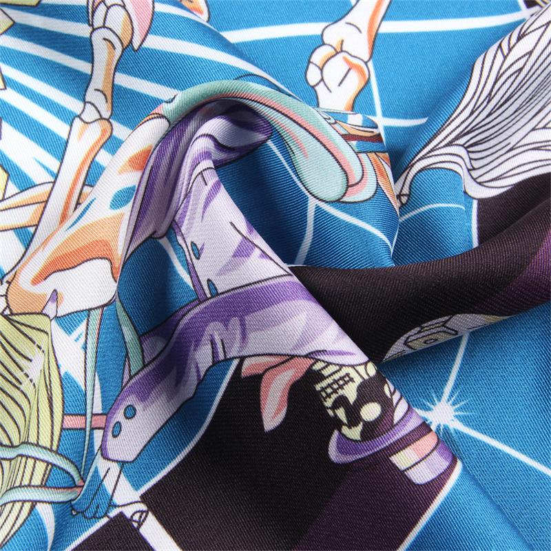 Silk Scarf Women Illusion Print Square Scarves Head Echarpes Silk Foulards Femme Wraps Beach Shawls Bandana Lady Hijabs 90CM
