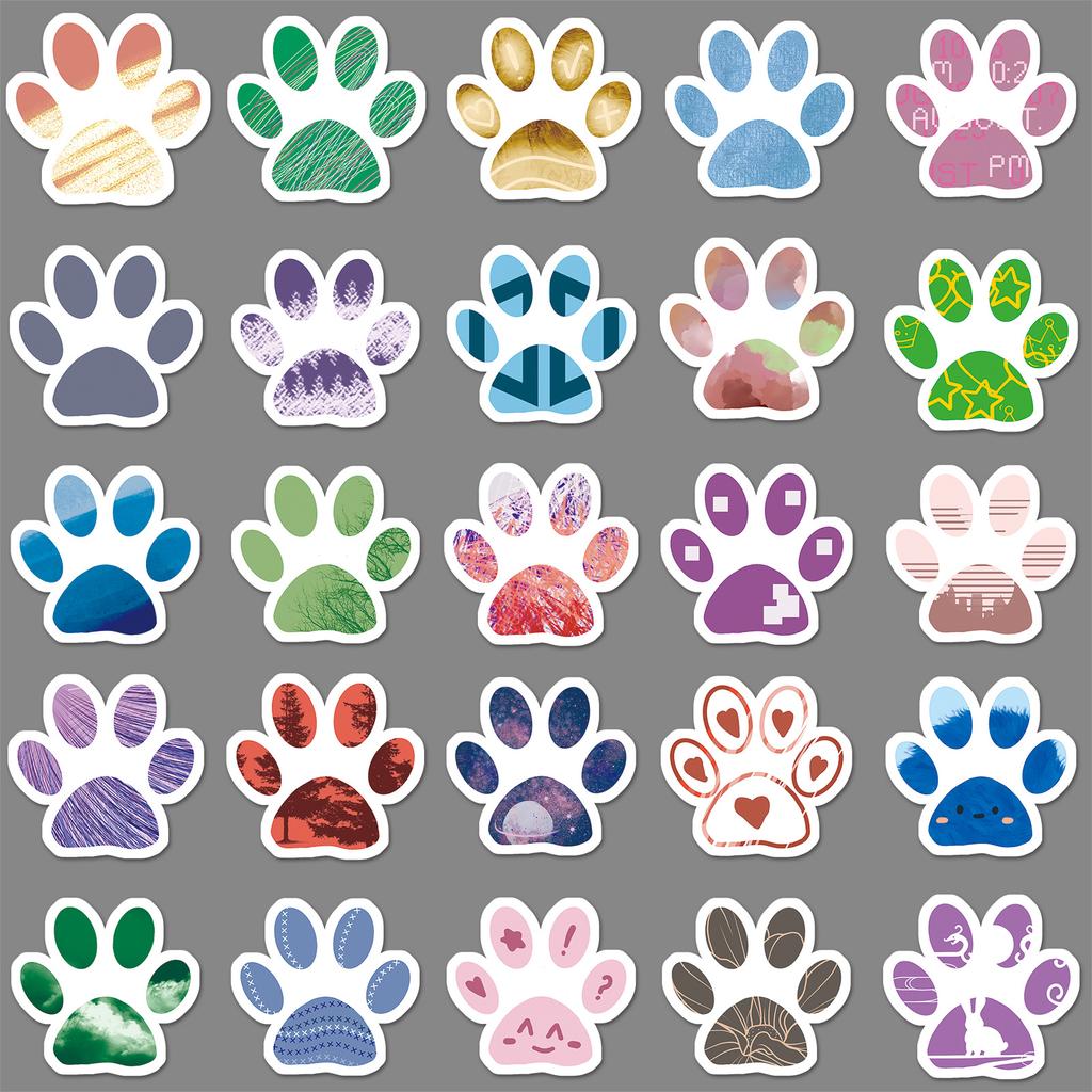 50 Hunde Pfotenabdrücke Doodle Cartoon Niedlich Kinder Goo Karte DIY Handyhülle Koffer Aufkleber Wasserdicht