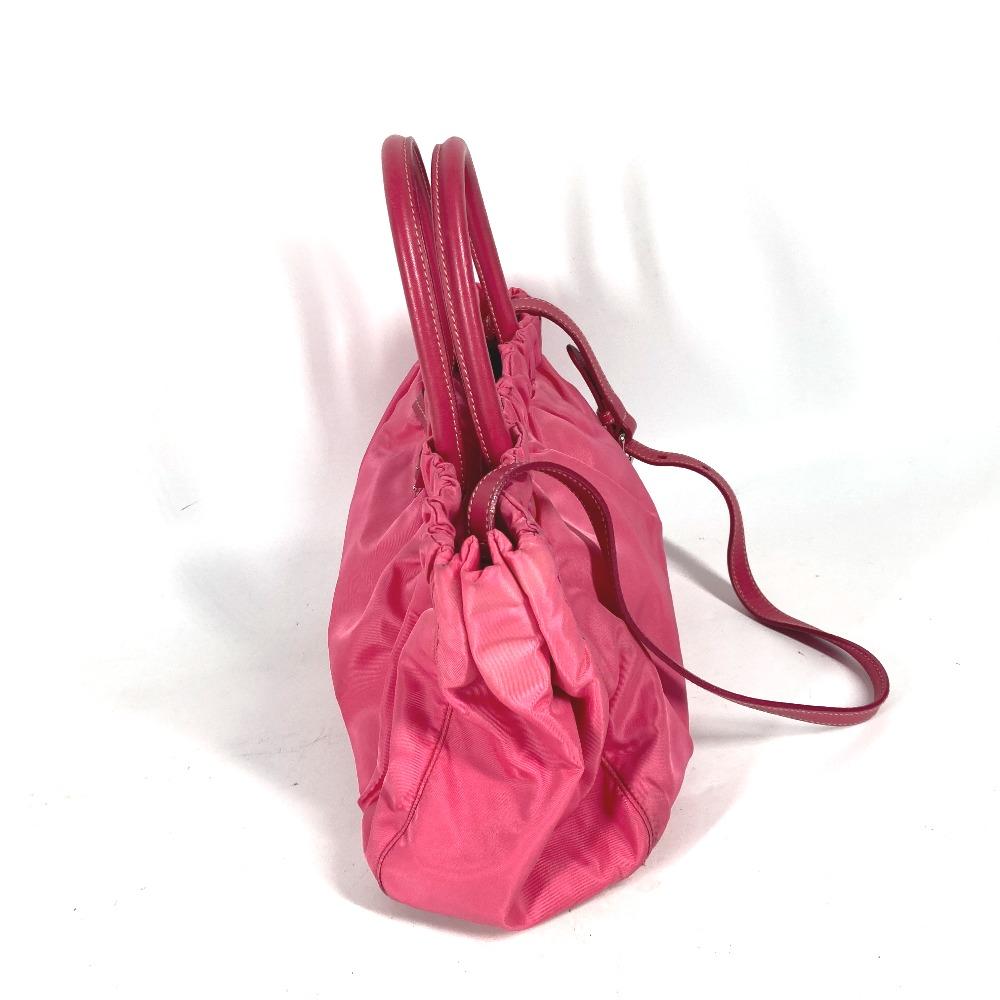PRADA Shoulder Bag Bag Logo ribbon 2WAY bag Hand Bag Nylon pink