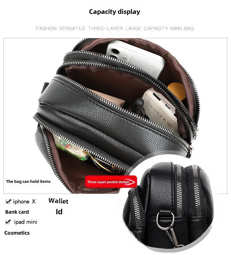 Damen Niet Reißverschluss Kleine Quadratische Taschen, Modische Handy-Taschen, Weiche Leder Umhängetaschen & Messenger Bags